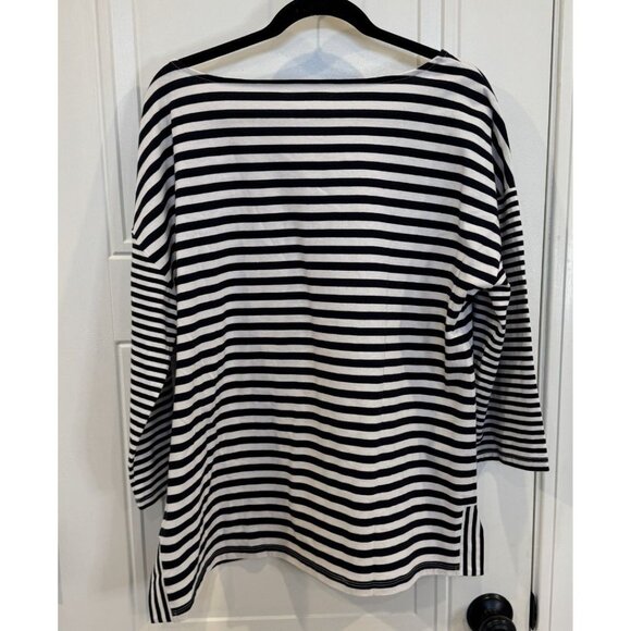 Talbots Black & White 3/4 Length Sleeve T-Shirt XL Classic Preppy EUC Work - Picture 2 of 5